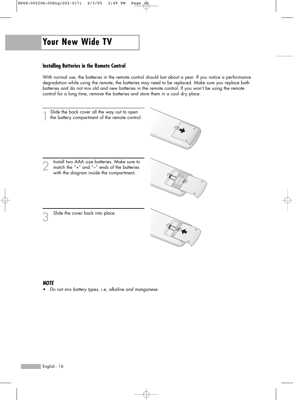 Your new wide tv | Samsung HL-R6168W User Manual | Page 16 / 144