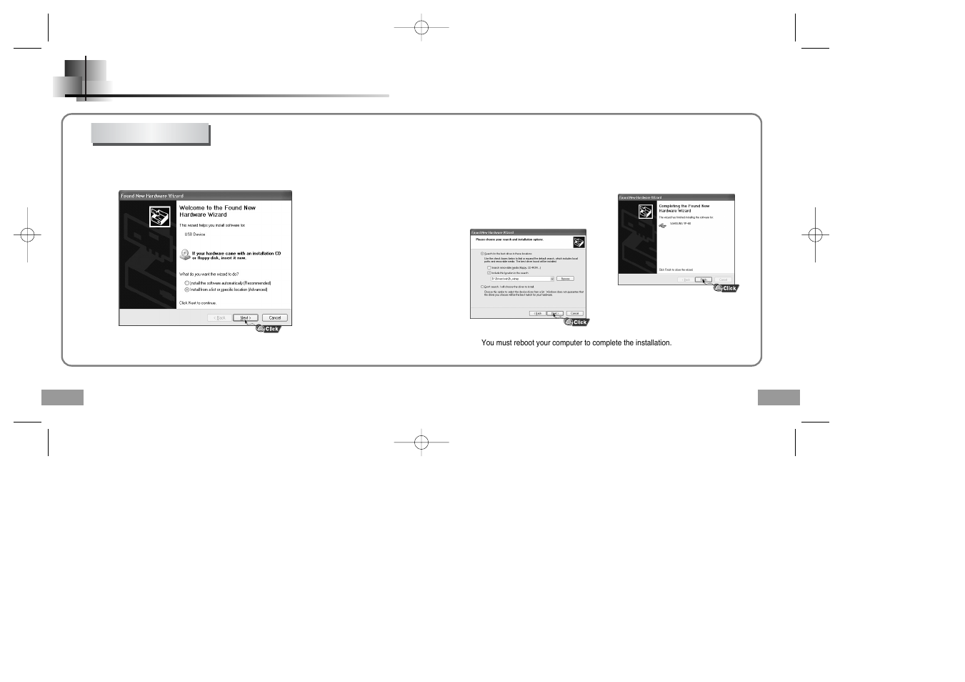 Manual installation of the usb driver | Samsung YP-60V User Manual | Page 11 / 40