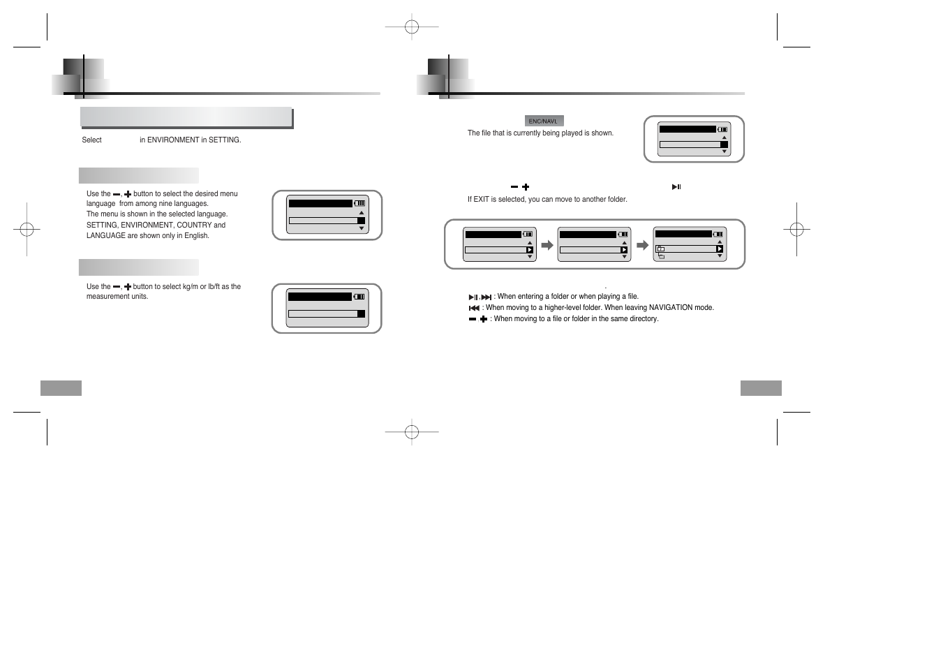 Using navigation, Setting the environment, Setting additional regional functions | Samsung YP-60V User Manual | Page 31 / 40