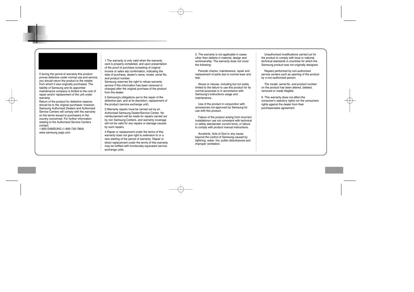 Warranty | Samsung YP-60V User Manual | Page 39 / 40