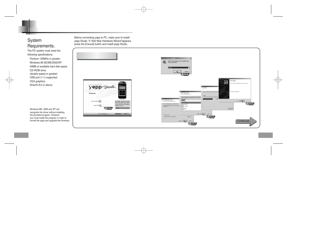 Connection to computer, Connecting the yepp to a pc, System requirements | Samsung YP-60V User Manual | Page 8 / 40