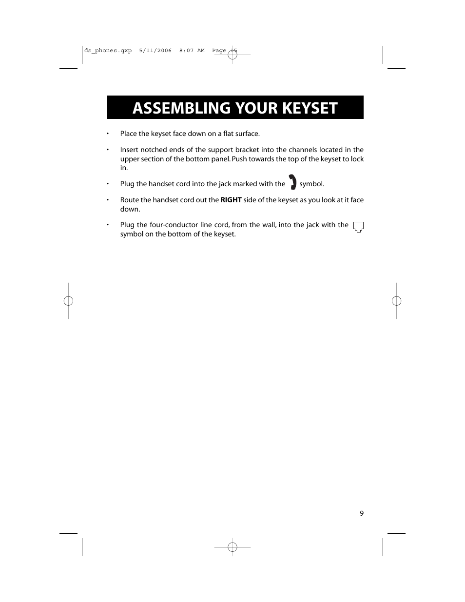 Assembling your keyset | Samsung DS-5000 User Manual | Page 16 / 88