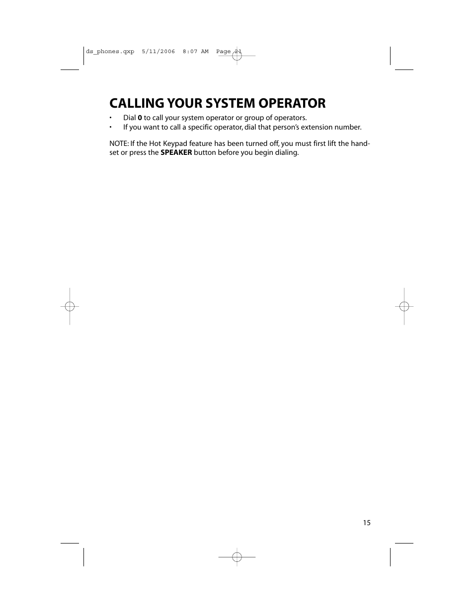 Calling your system operator | Samsung DS-5000 User Manual | Page 22 / 88