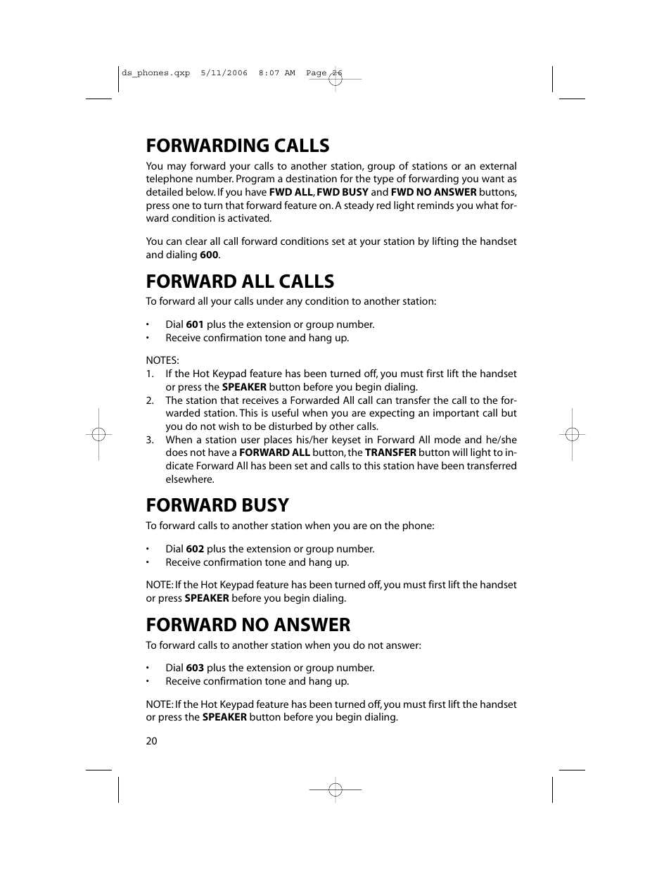 Forwarding calls, Forward all calls, Forward busy | Forward no answer | Samsung DS-5000 User Manual | Page 27 / 88