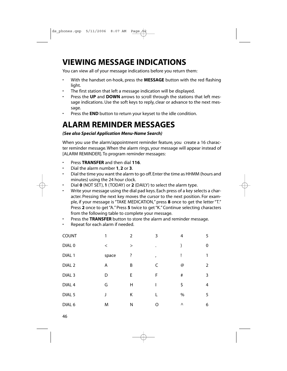 Viewing message indications, Alarm reminder messages | Samsung DS-5000 User Manual | Page 53 / 88