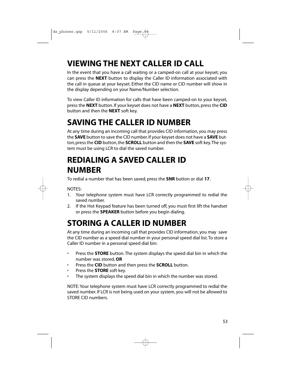 Viewing the next caller id call, Saving the caller id number, Redialing a saved caller id number | Storing a caller id number | Samsung DS-5000 User Manual | Page 60 / 88