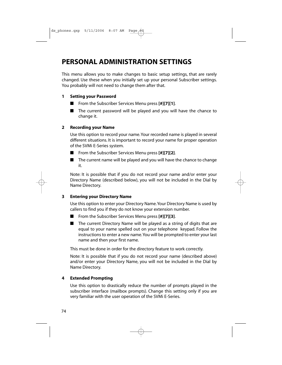 Personal administration settings | Samsung DS-5000 User Manual | Page 81 / 88