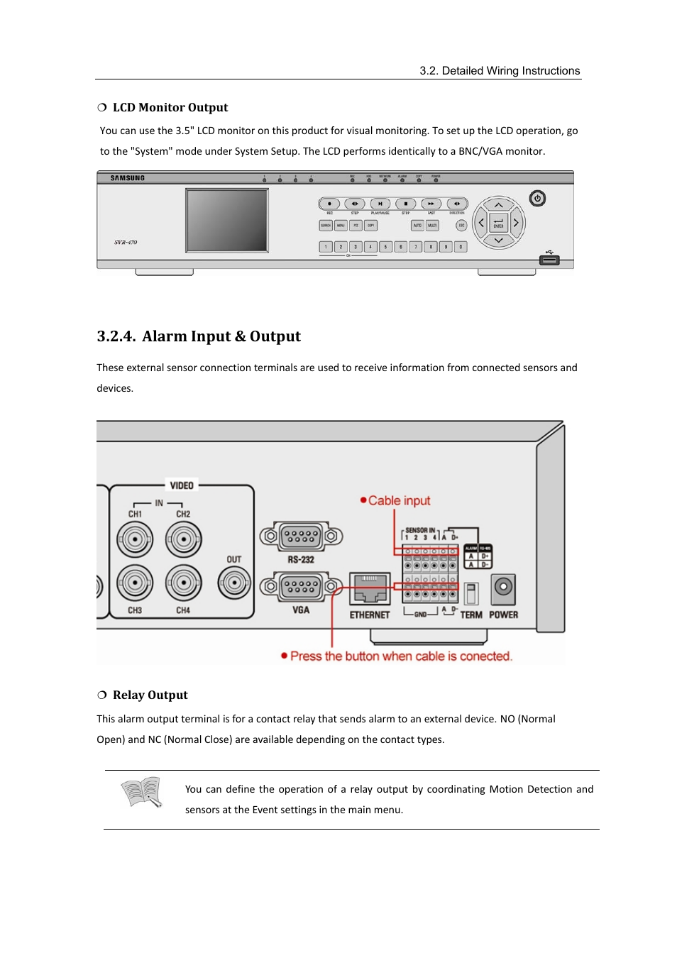 Alarm input & output | Samsung SVR-470 User Manual | Page 21 / 84