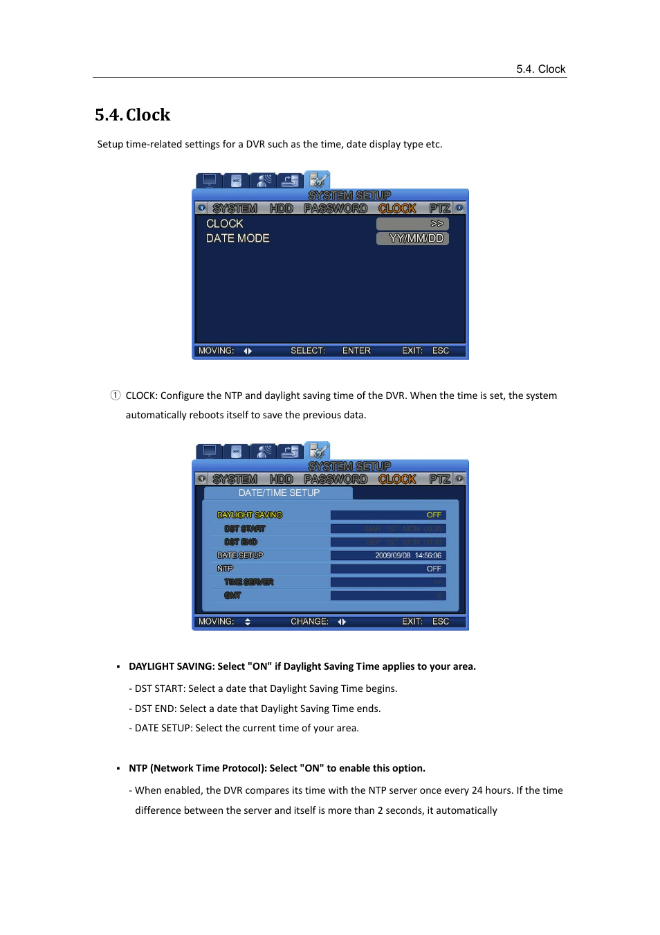 Clock | Samsung SVR-470 User Manual | Page 34 / 84
