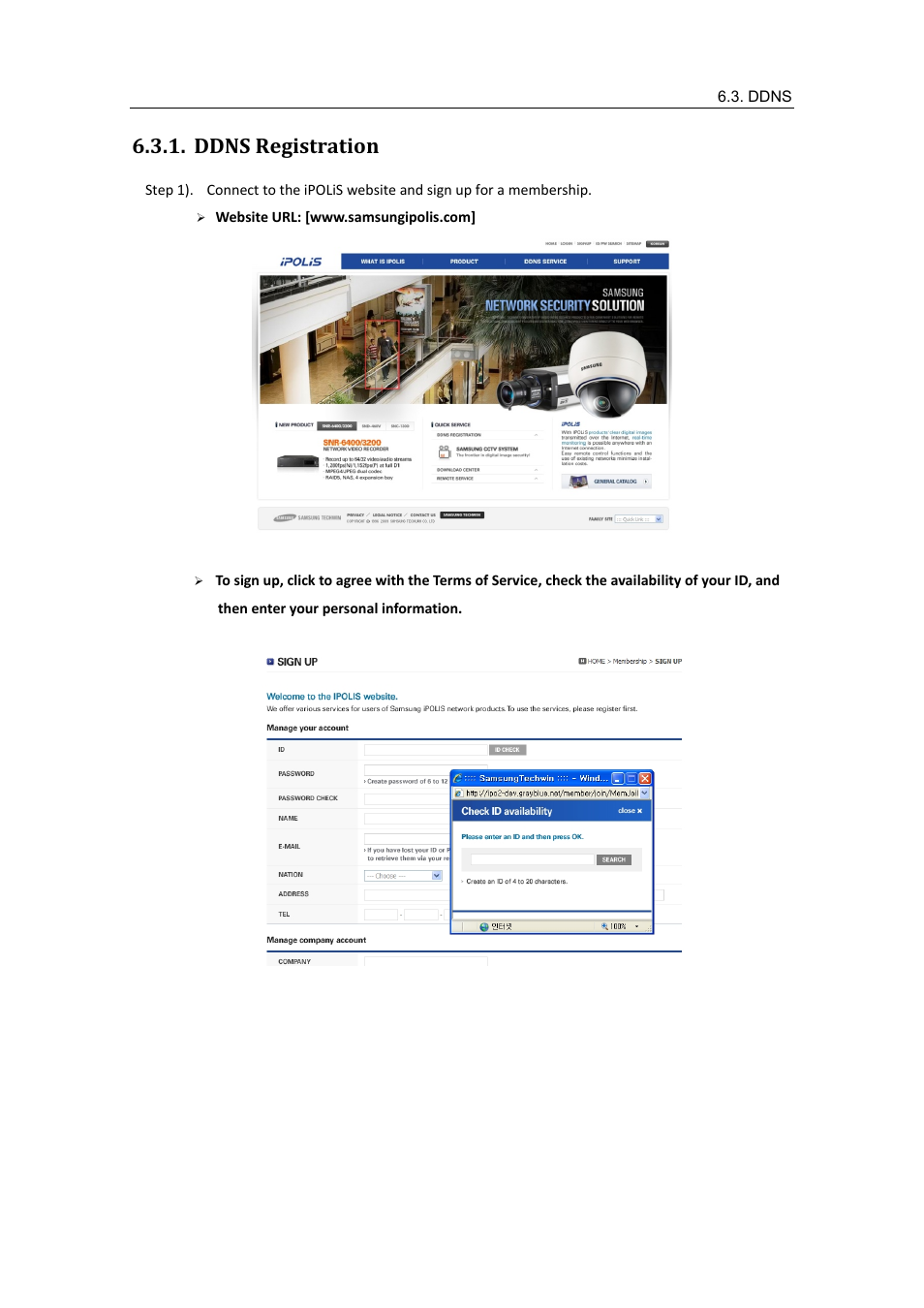 Ddns registration | Samsung SVR-470 User Manual | Page 38 / 84