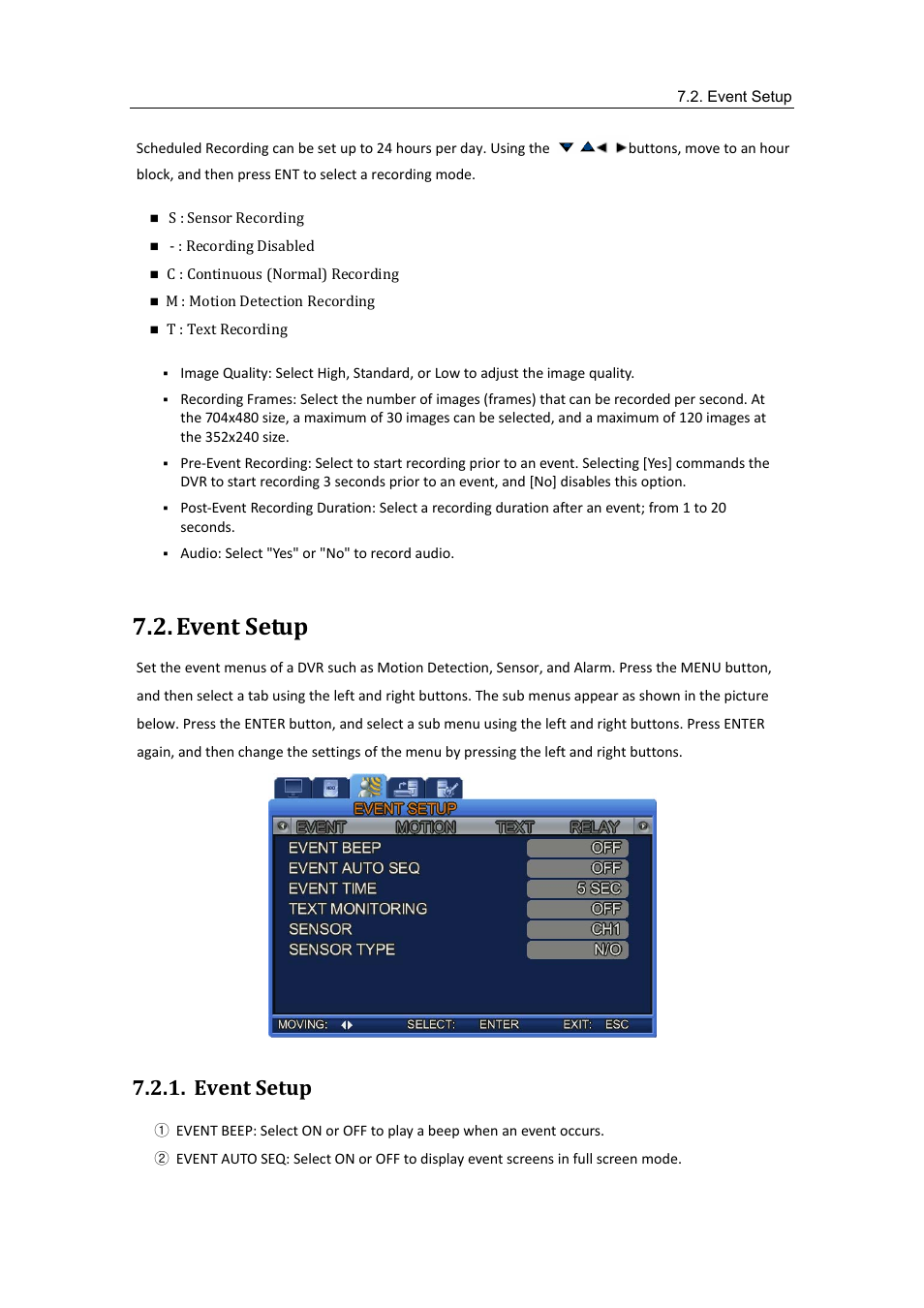 Event setup | Samsung SVR-470 User Manual | Page 46 / 84