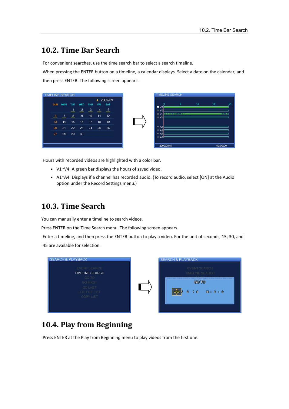 Time bar search, Time search, Play from beginning | Samsung SVR-470 User Manual | Page 59 / 84