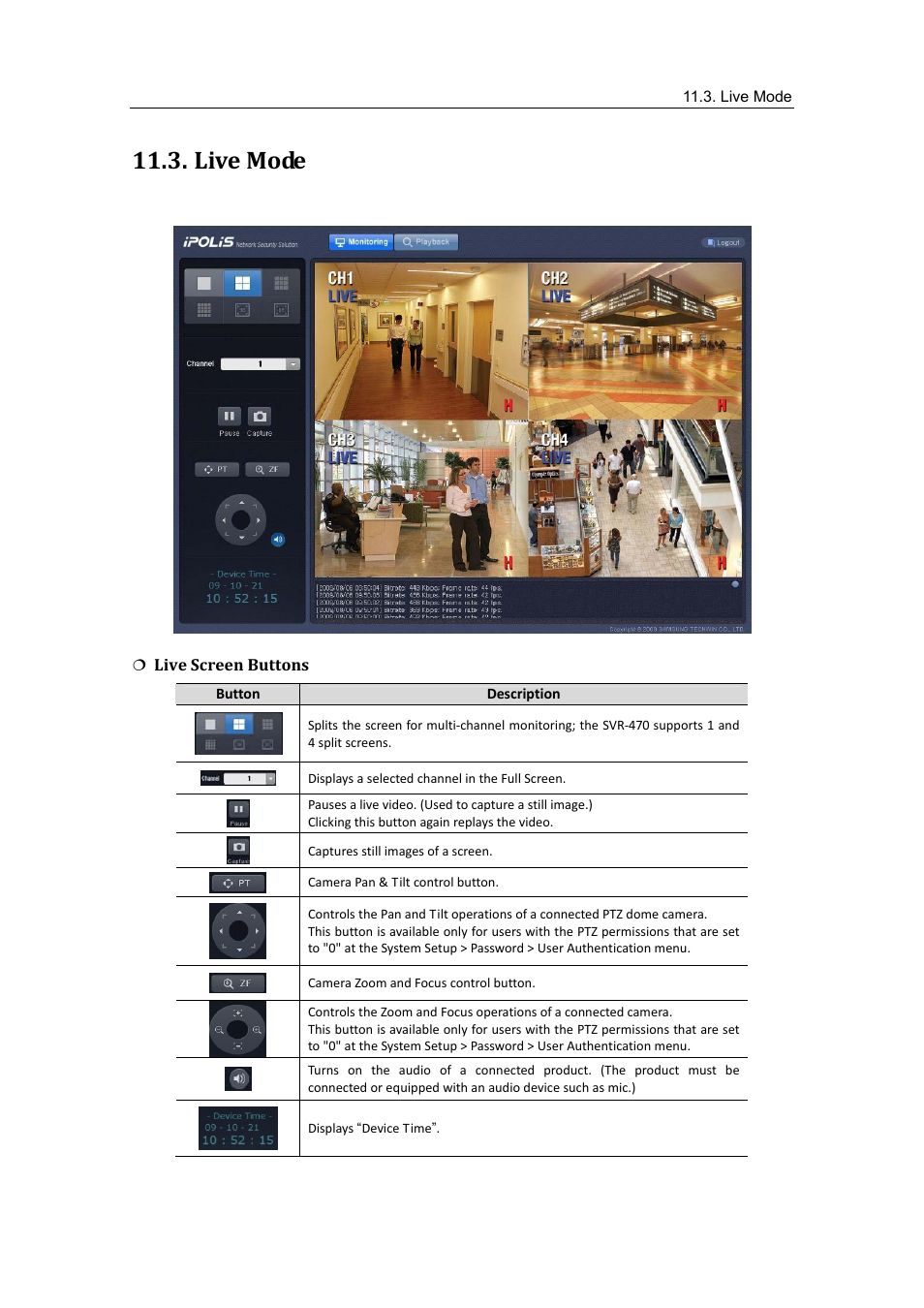 Live mode | Samsung SVR-470 User Manual | Page 66 / 84