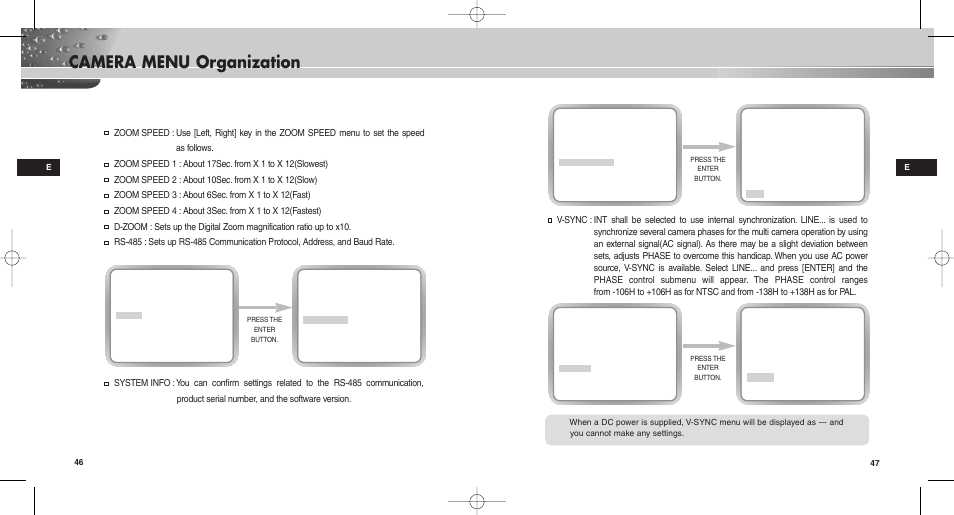 Camera menu organization | Samsung SCC-C9302(F)P User Manual | Page 24 / 29