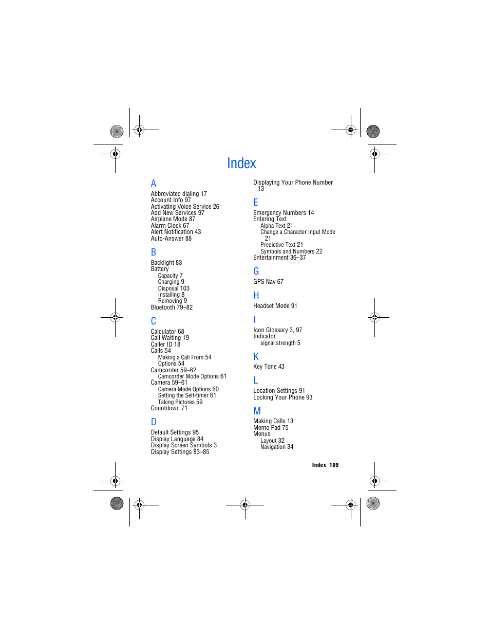 Index | Samsung SPH-M560 User Manual | Page 115 / 117