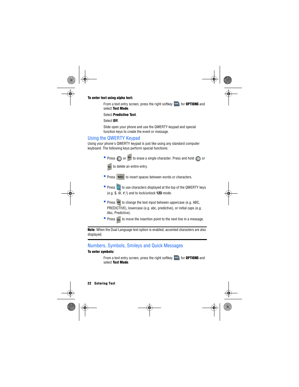 Using the qwerty keypad, Numbers, symbols, smileys and quick messages | Samsung SPH-M560 User Manual | Page 28 / 117