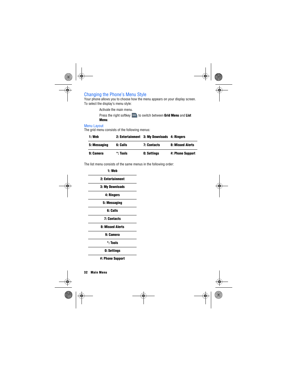 Changing the phone’s menu style, Menu layout | Samsung SPH-M560 User Manual | Page 38 / 117