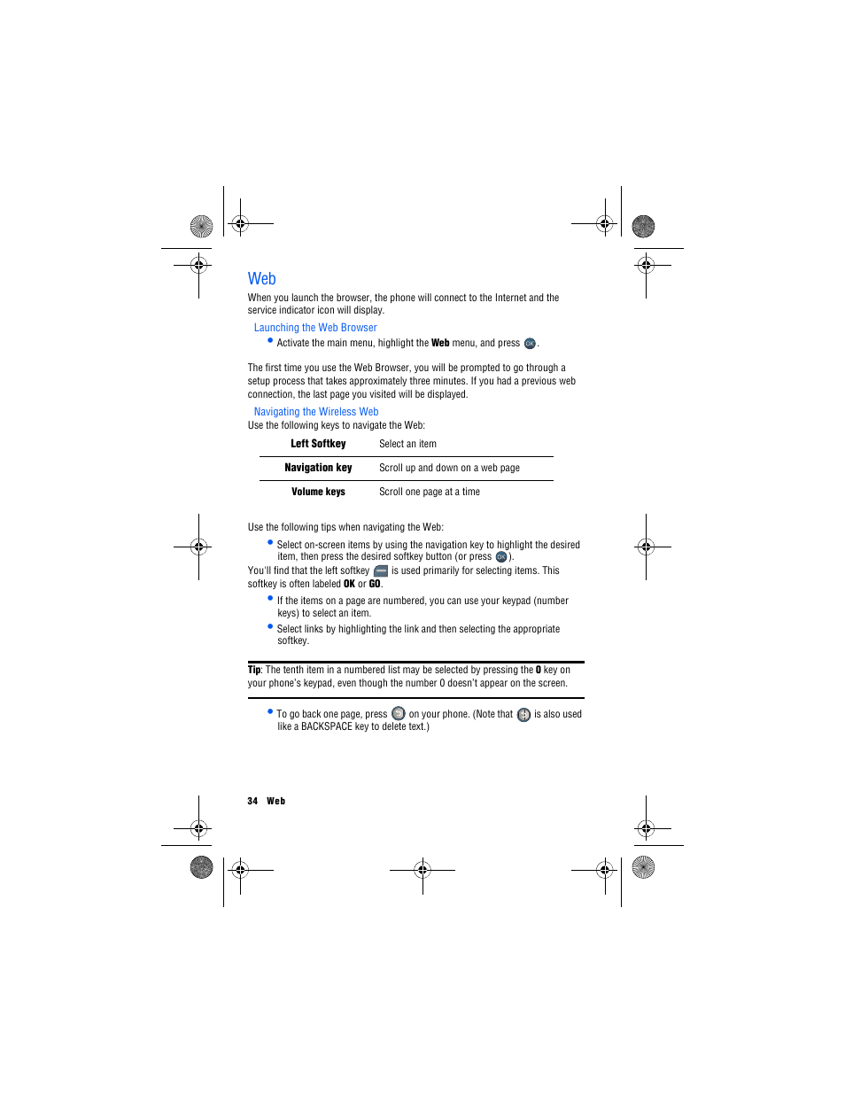 Launching the web browser, Navigating the wireless web | Samsung SPH-M560 User Manual | Page 40 / 117