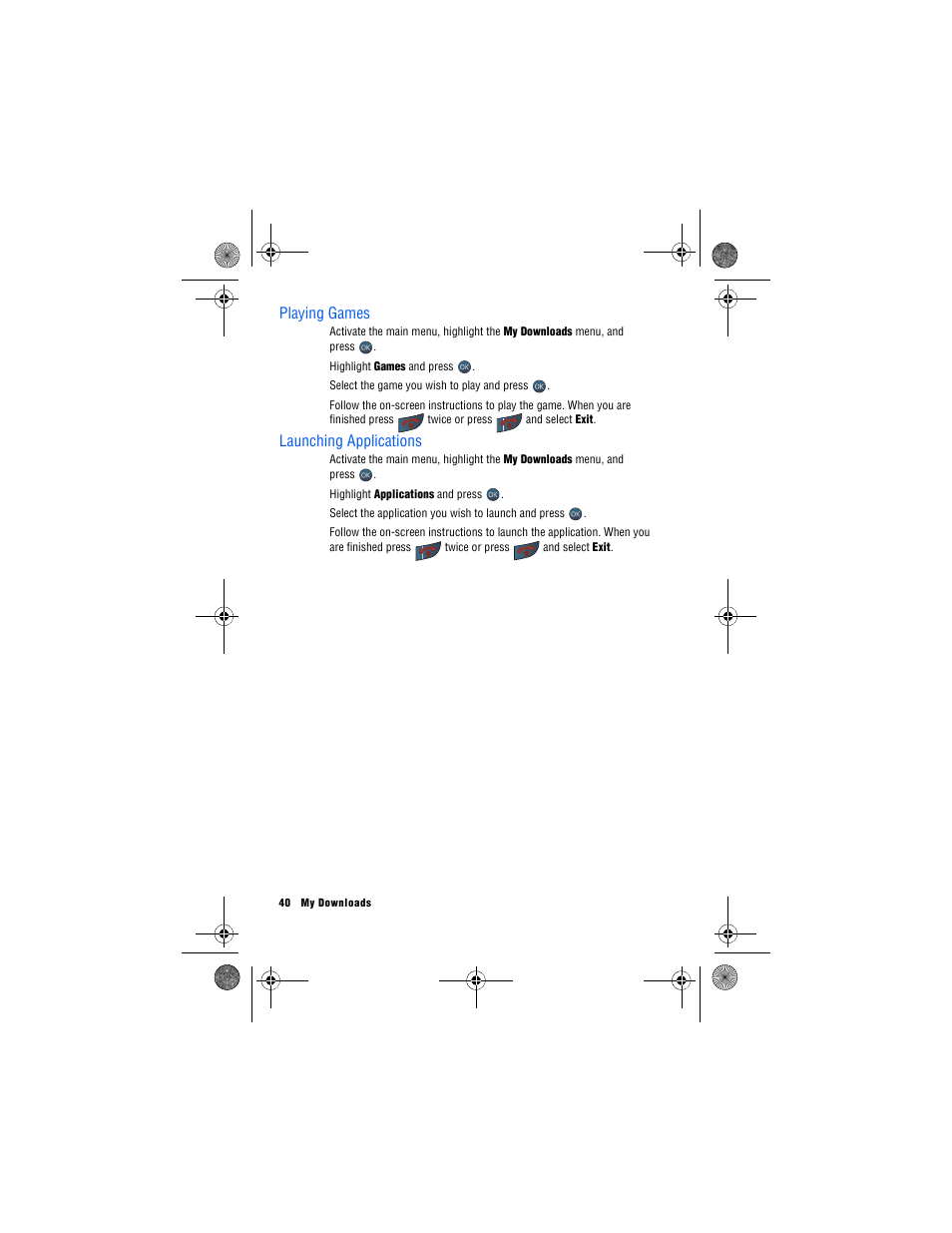 Playing games, Launching applications | Samsung SPH-M560 User Manual | Page 46 / 117