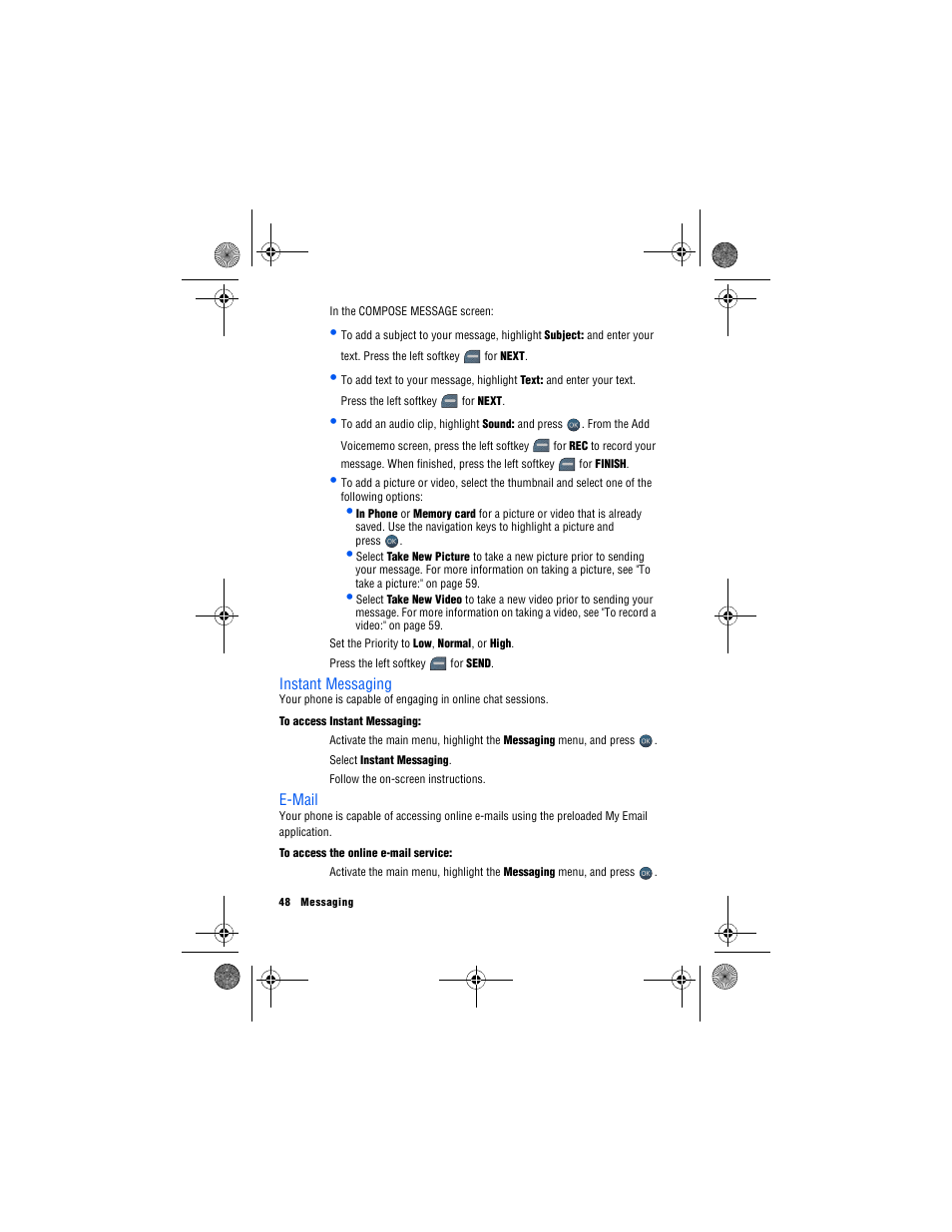 Instant messaging, E-mail | Samsung SPH-M560 User Manual | Page 54 / 117