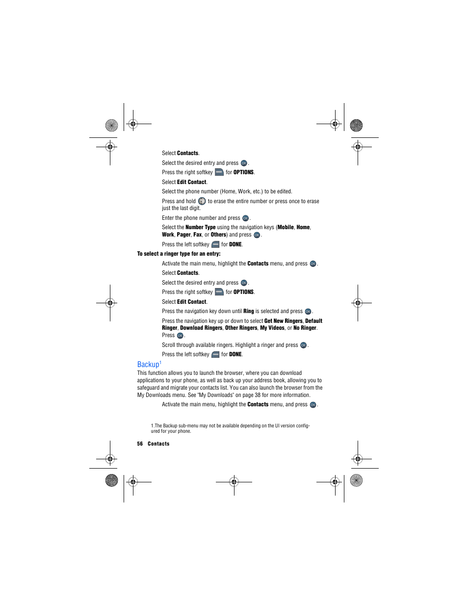 Backup | Samsung SPH-M560 User Manual | Page 62 / 117