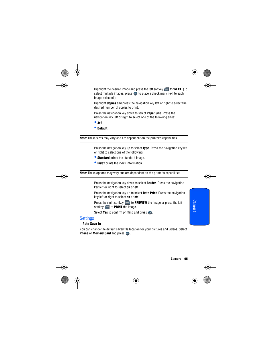 Settings | Samsung SPH-M560 User Manual | Page 71 / 117