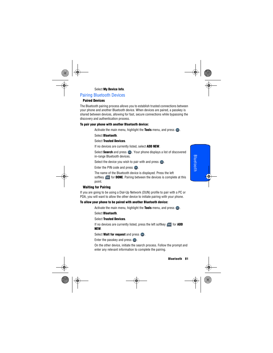 Pairing bluetooth devices | Samsung SPH-M560 User Manual | Page 87 / 117