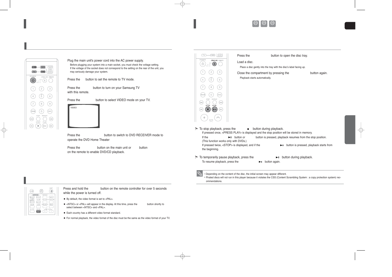 Before using your home theater, Disc playback | Samsung HT-TX45 User Manual | Page 13 / 34