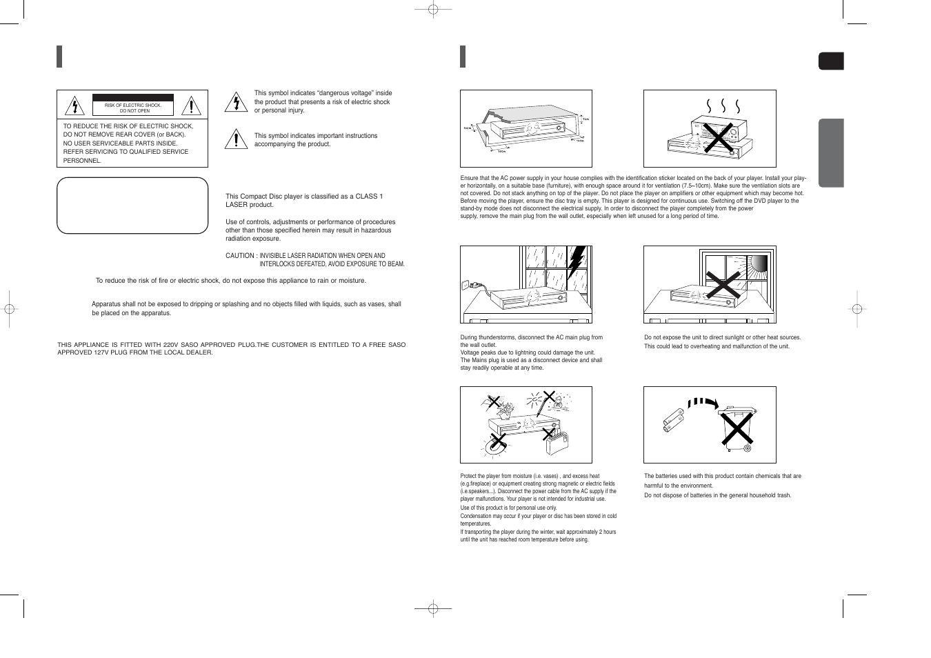 Safety warnings, Precautions, Phones | Samsung HT-TX45 User Manual | Page 2 / 34