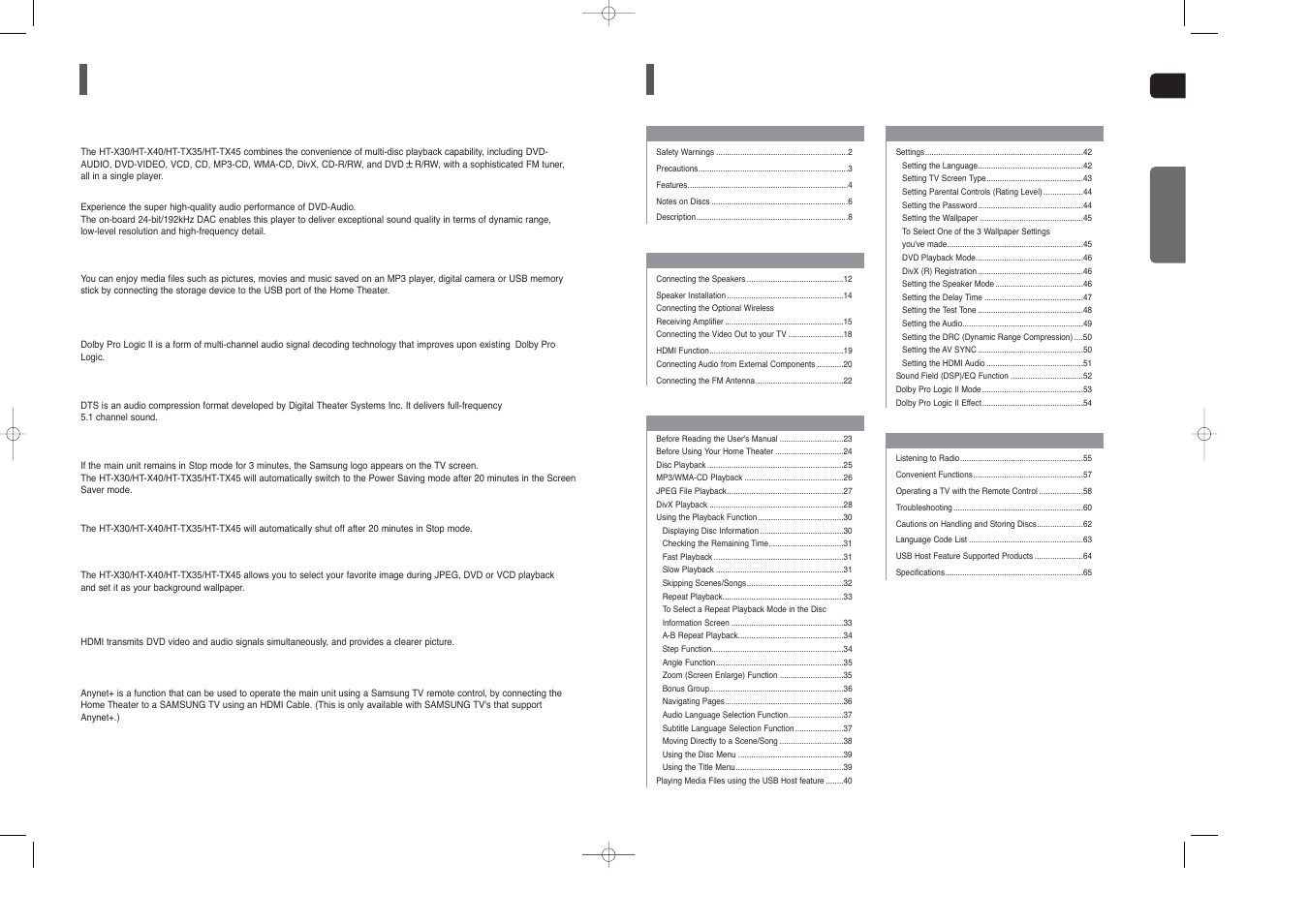 Samsung HT-TX45 User Manual | Page 3 / 34