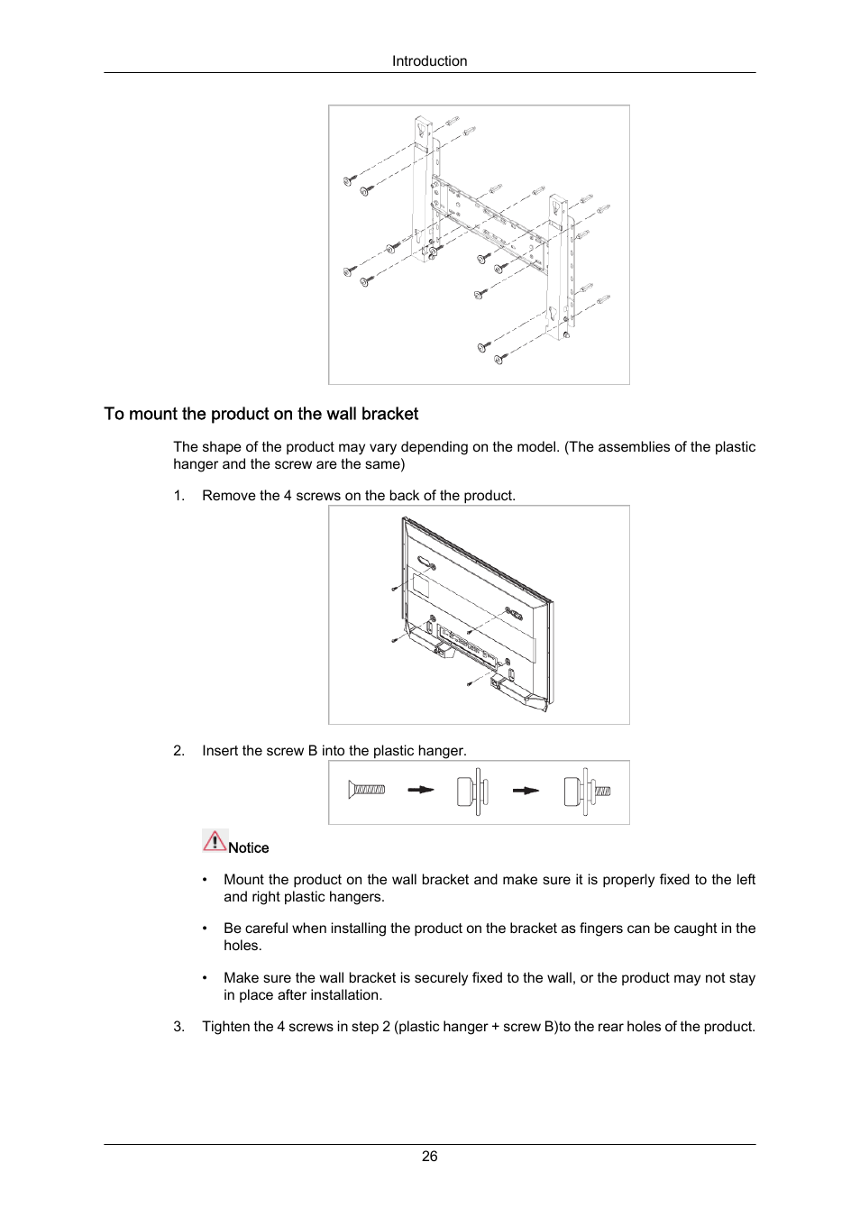 To mount the product on the wall bracket | Samsung 400EX(N) User Manual | Page 27 / 159