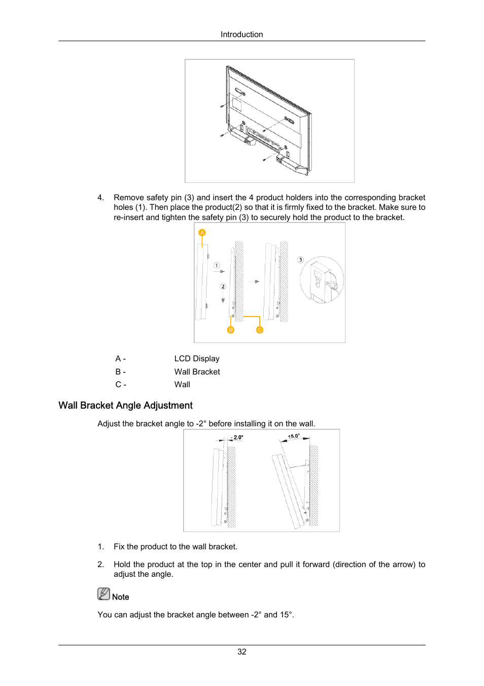 Wall bracket angle adjustment | Samsung 400EX(N) User Manual | Page 33 / 159