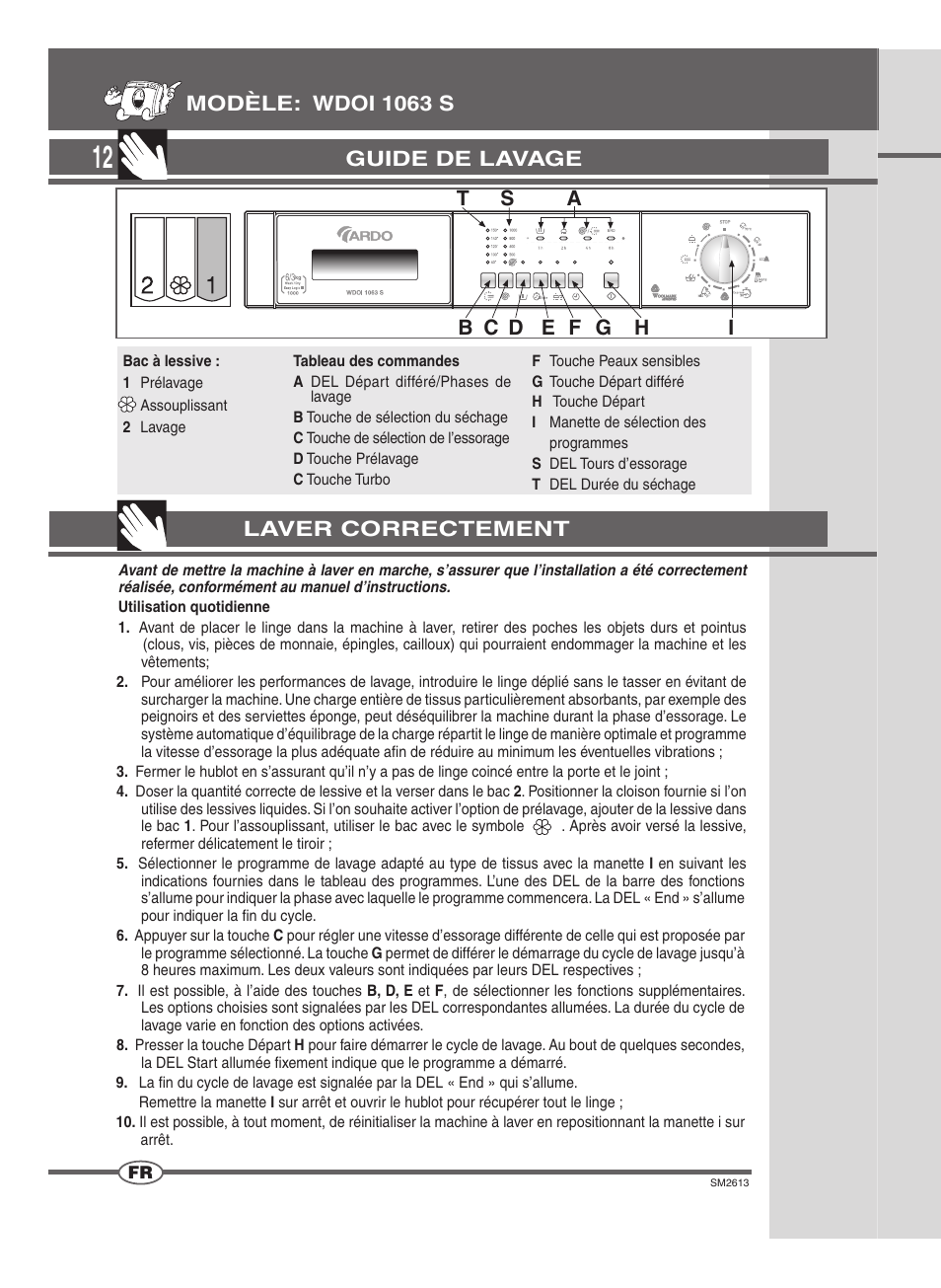 Guide de lavage | Ardo WDOI1063S User Manual | Page 12 / 52