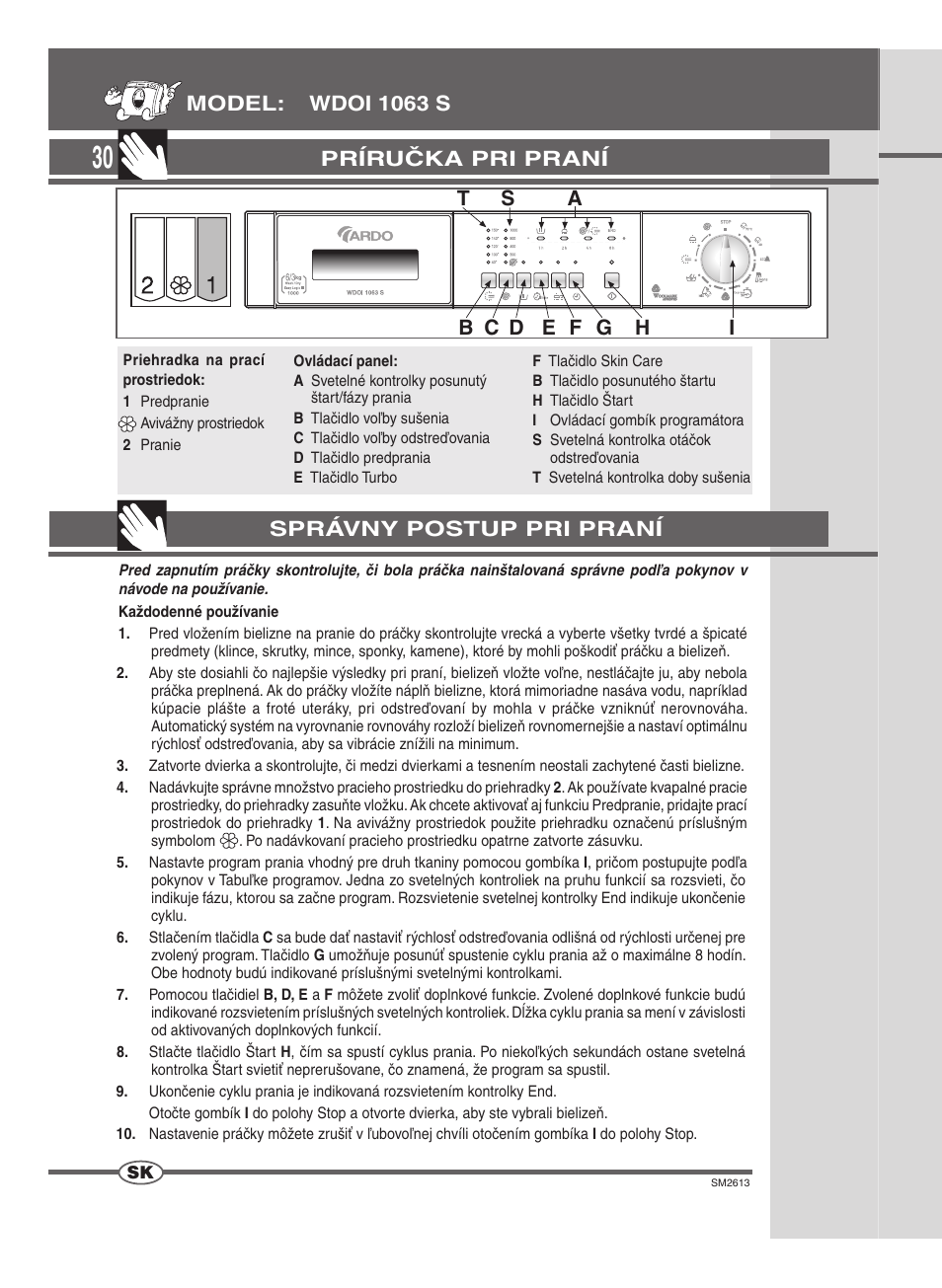 Príručka pri praní | Ardo WDOI1063S User Manual | Page 30 / 52