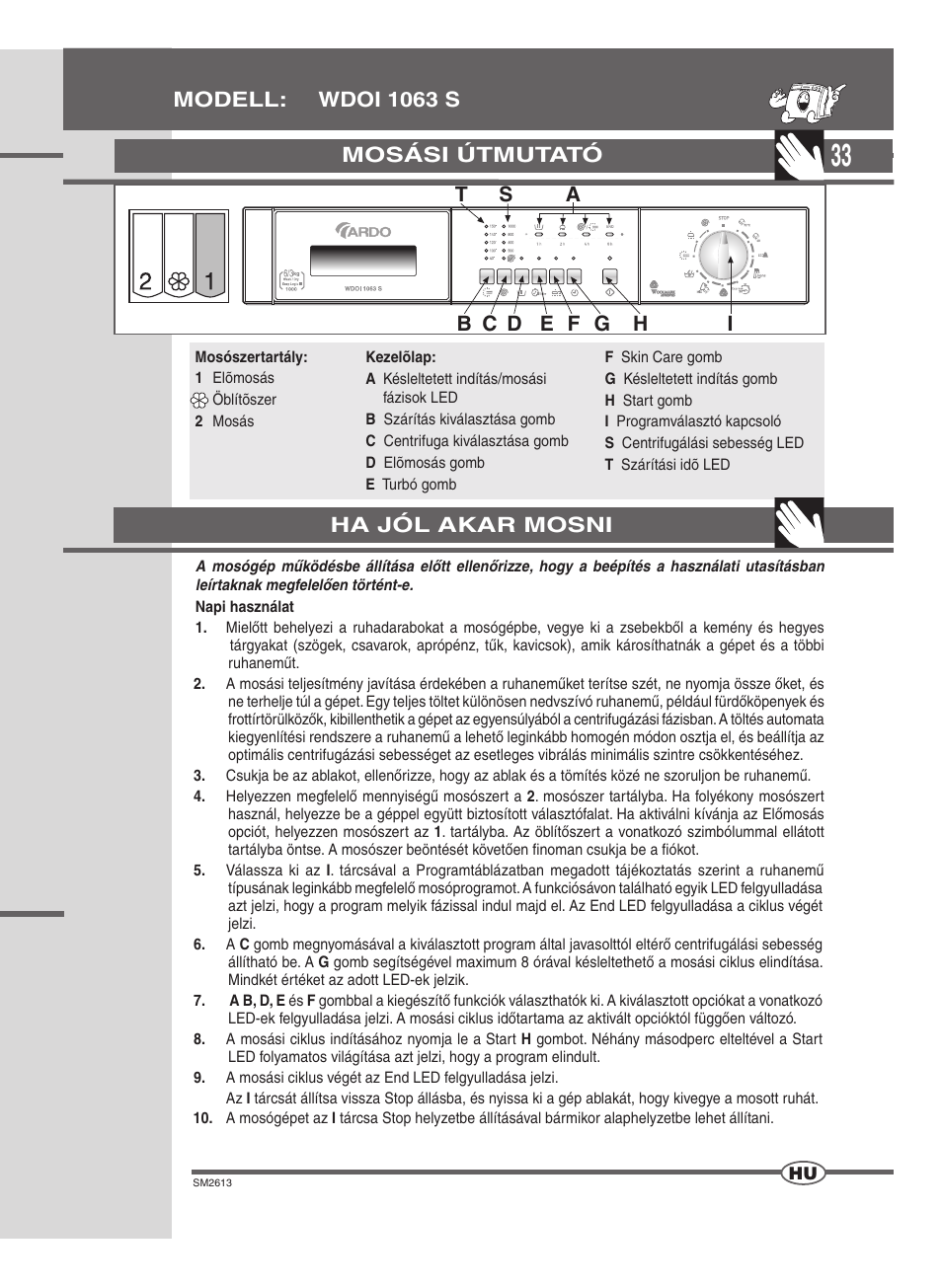 Mosási útmutató | Ardo WDOI1063S User Manual | Page 33 / 52