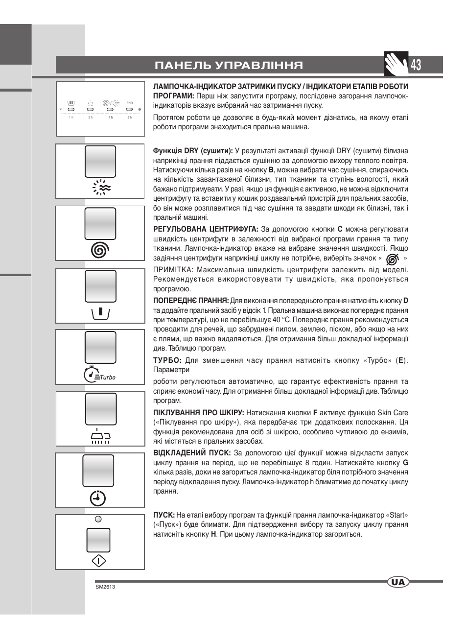 Панель управління | Ardo WDOI1063S User Manual | Page 43 / 52