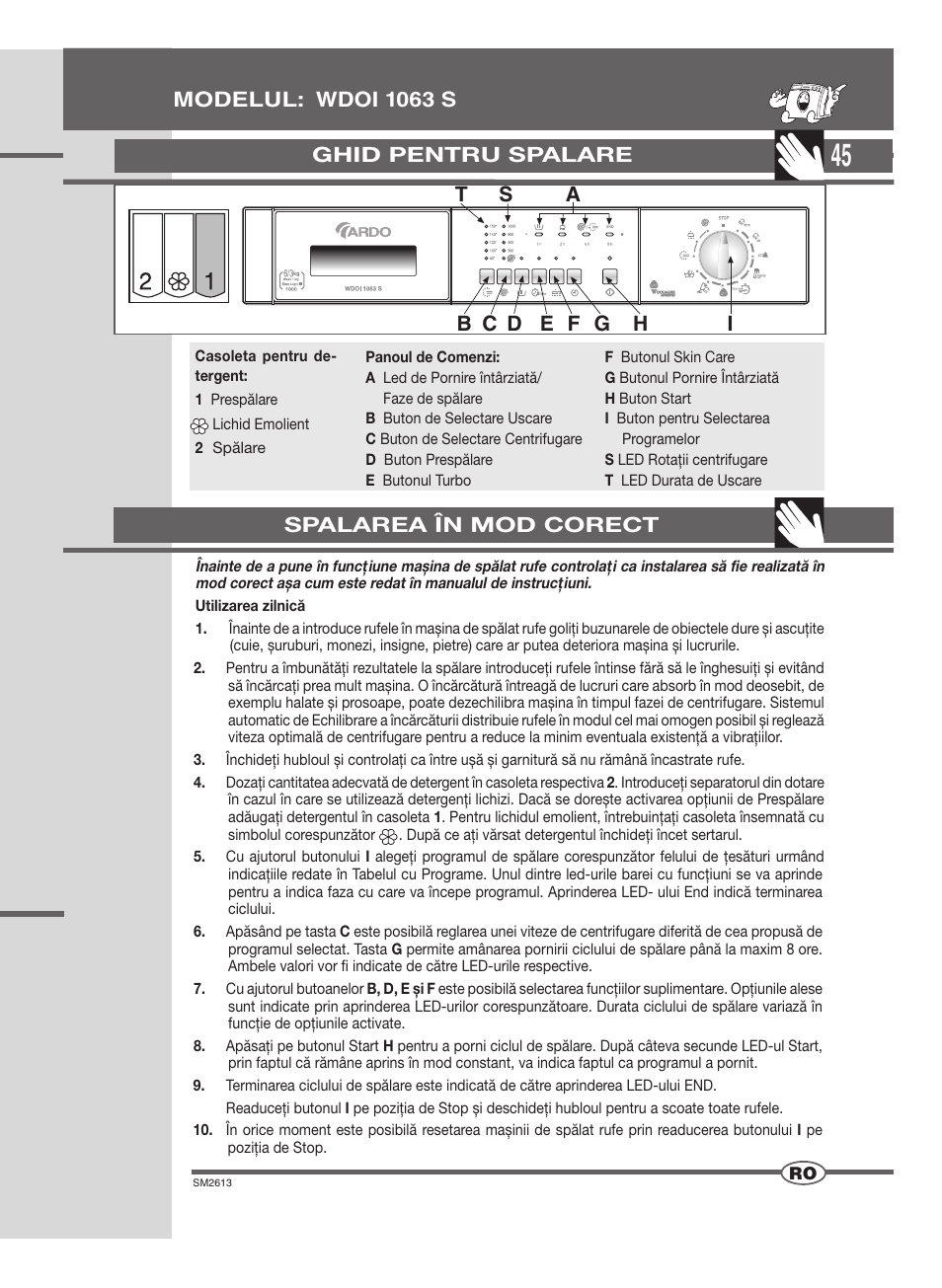 Ghid pentru spalare | Ardo WDOI1063S User Manual | Page 45 / 52