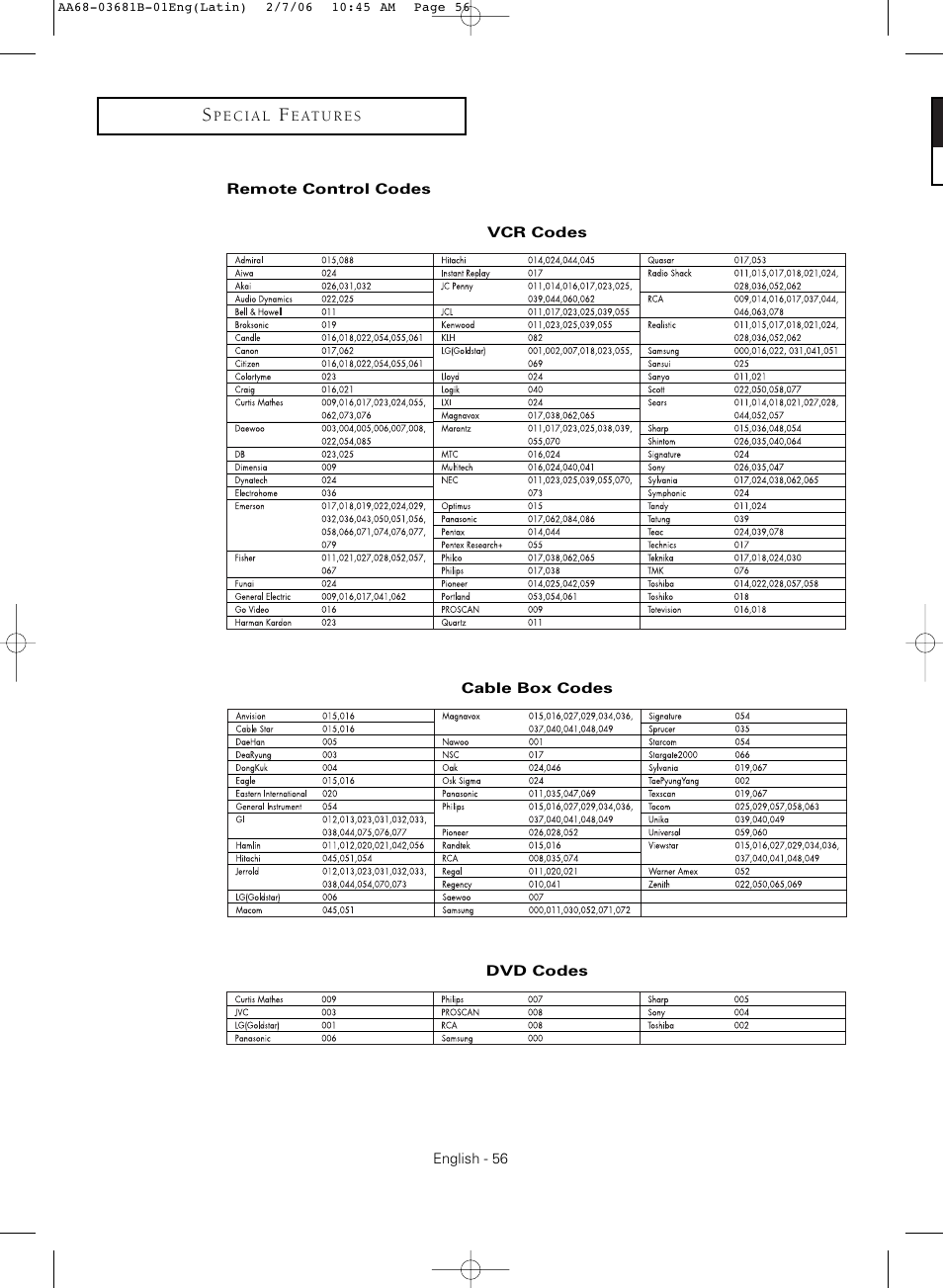 Samsung CL-29M30HS User Manual | Page 56 / 60