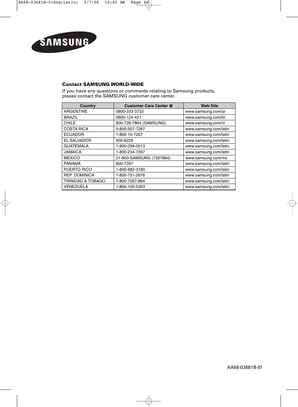 Samsung CL-29M30HS User Manual | Page 60 / 60