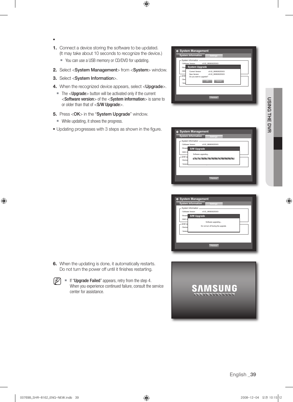 English | Samsung SHR-8160 User Manual | Page 39 / 120