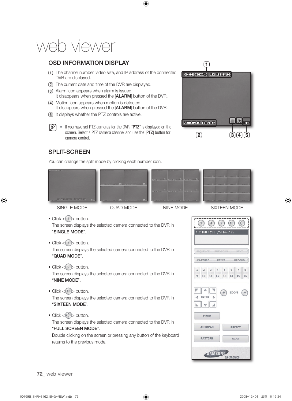 Web viewer | Samsung SHR-8160 User Manual | Page 72 / 120