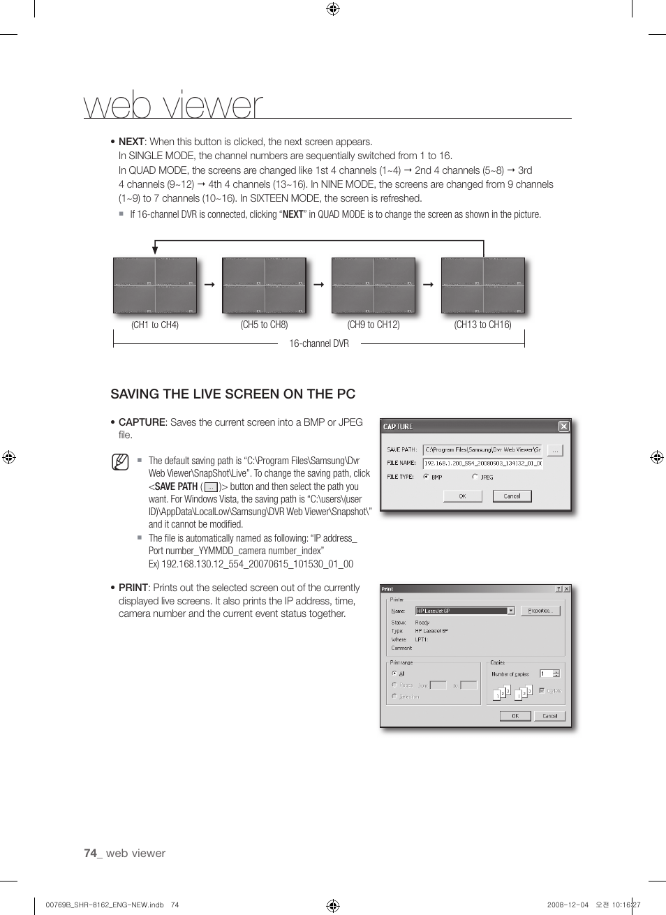 Web viewer | Samsung SHR-8160 User Manual | Page 74 / 120