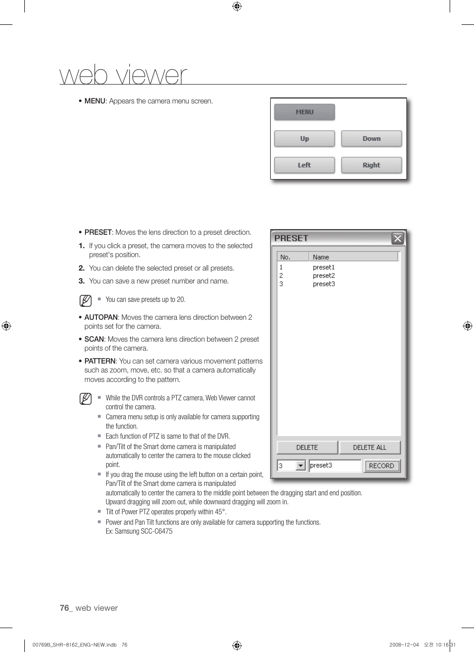 Web viewer | Samsung SHR-8160 User Manual | Page 76 / 120