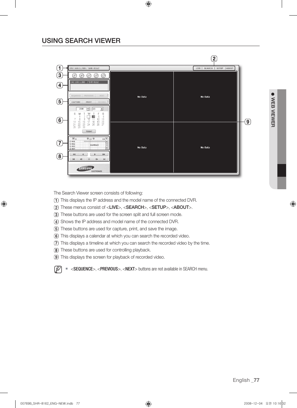 Using search viewer | Samsung SHR-8160 User Manual | Page 77 / 120