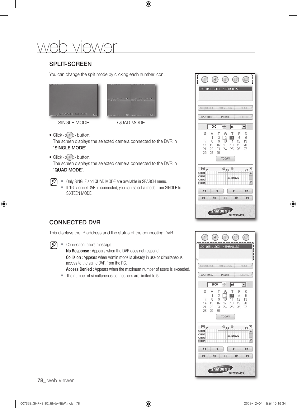Web viewer | Samsung SHR-8160 User Manual | Page 78 / 120