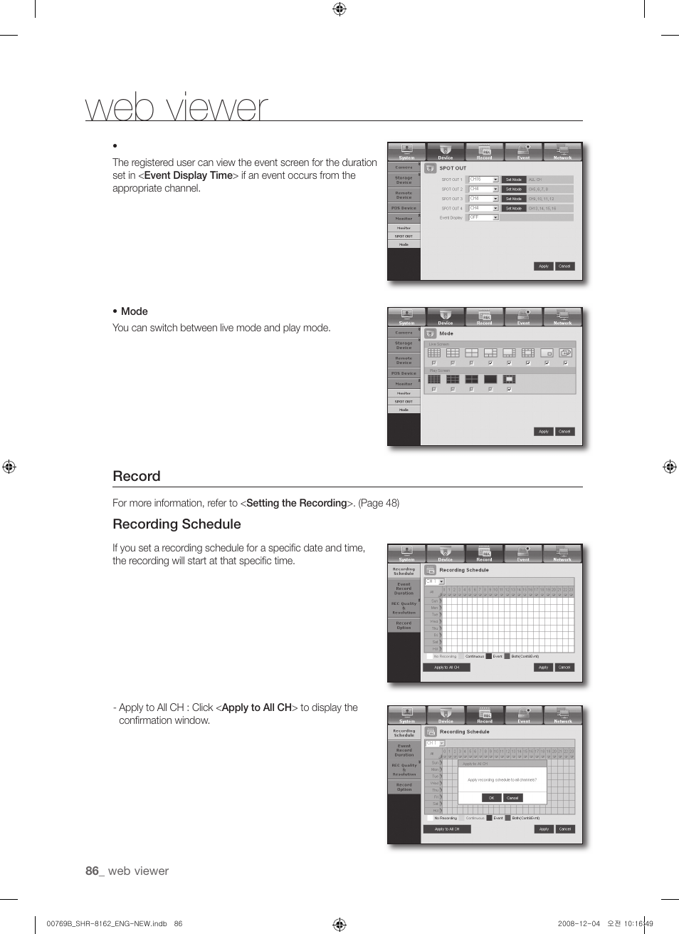 Web viewer | Samsung SHR-8160 User Manual | Page 86 / 120