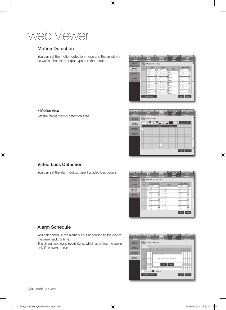 Web viewer | Samsung SHR-8160 User Manual | Page 88 / 120