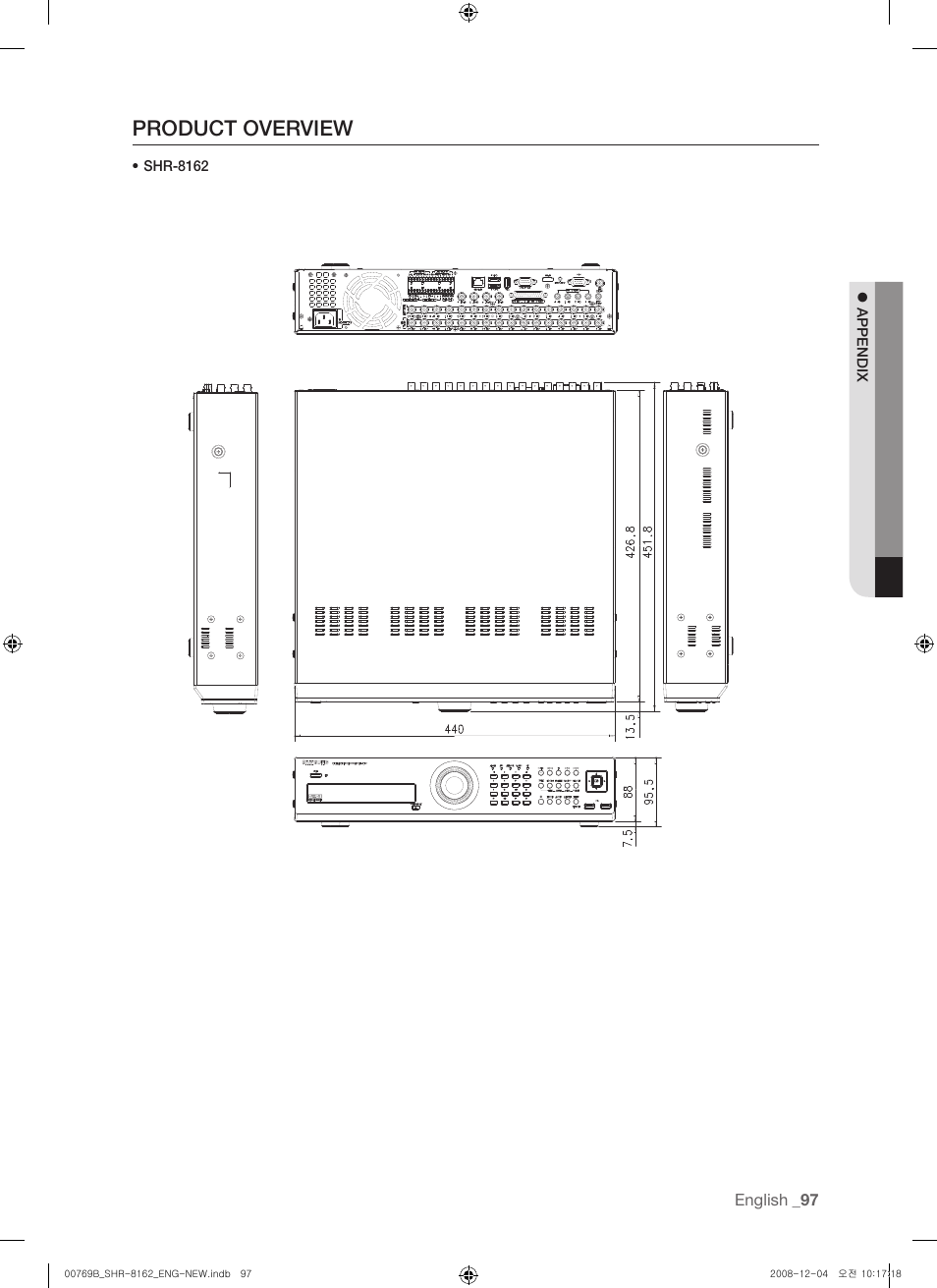 Product overview | Samsung SHR-8160 User Manual | Page 97 / 120