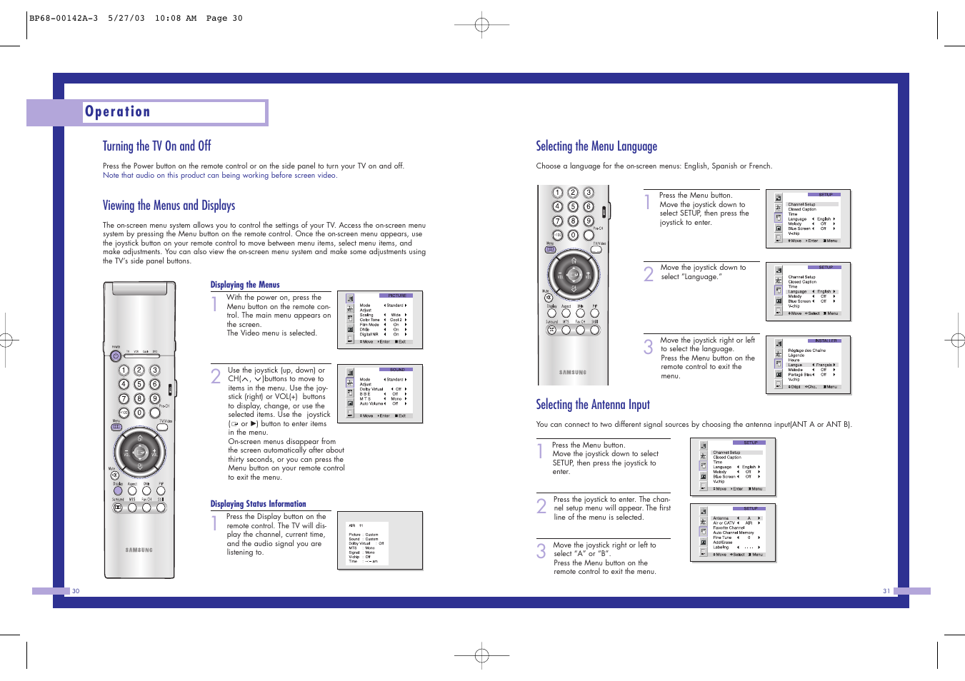 Operation | Samsung HLN4365W User Manual | Page 16 / 46