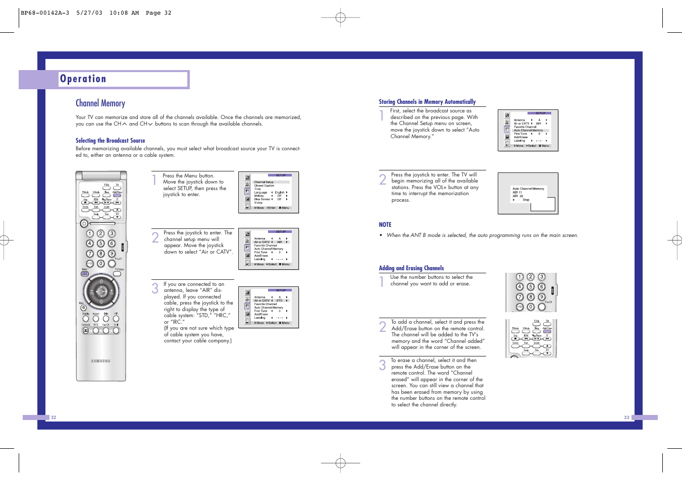 Operation | Samsung HLN4365W User Manual | Page 17 / 46